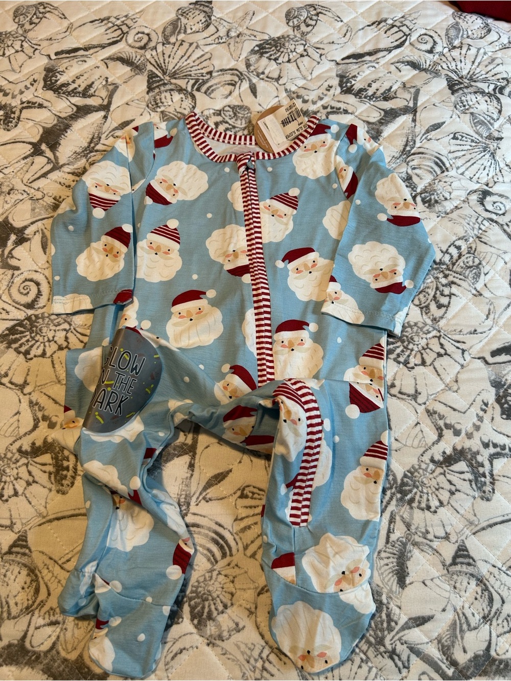 Mud Pie Santa Print Kids One-Piece Sleeper